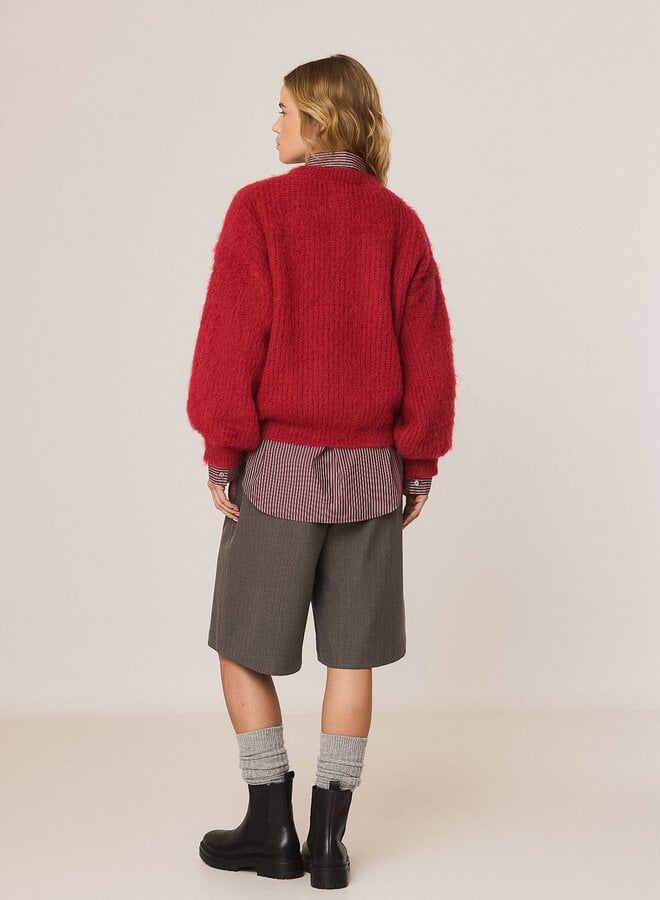 Tricot Indi & Cold en mélange de mohair rouge