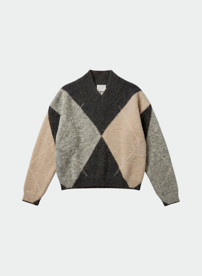 Tricot Indi & Cold à losanges gris multi