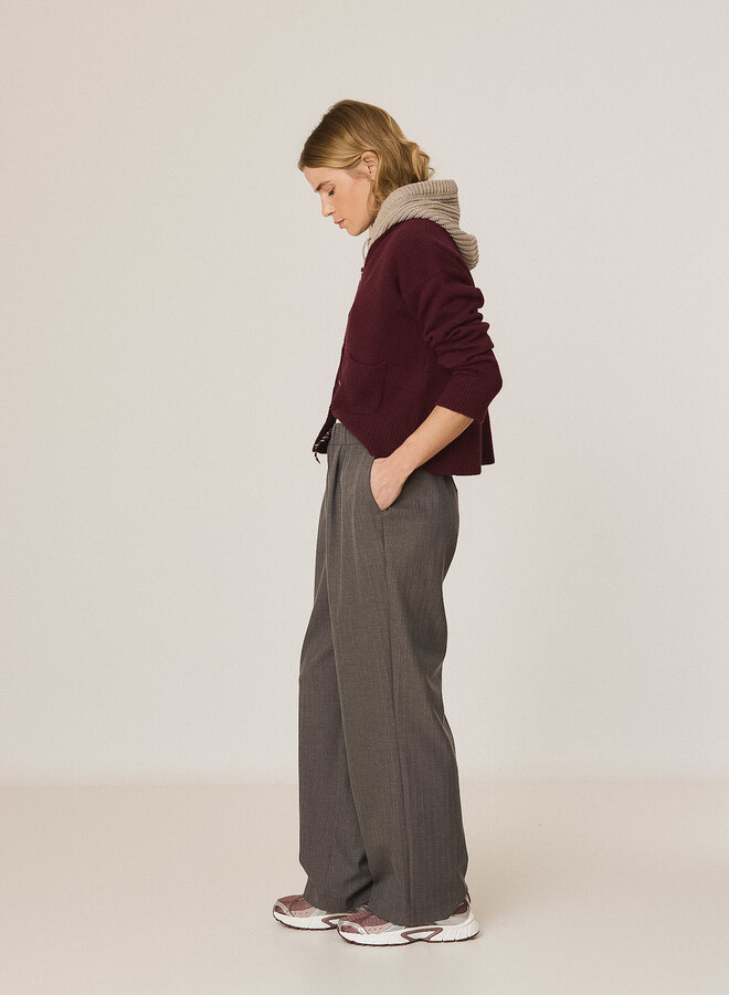 Pantalon Indi & Cold à taille élastique brun taupe à fines rayures