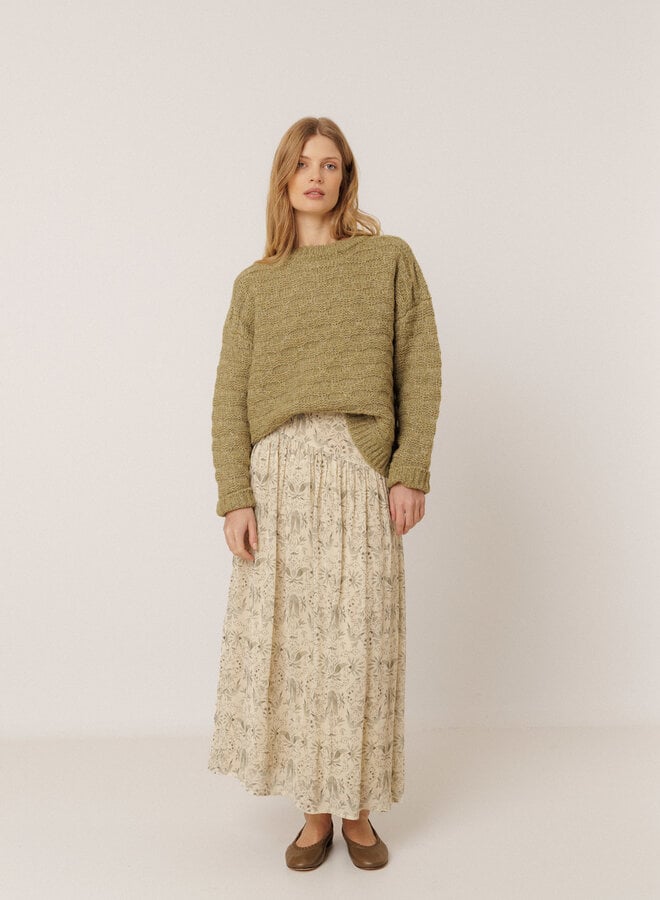 Tricot Indi & Cold à maille horizontale vert safari