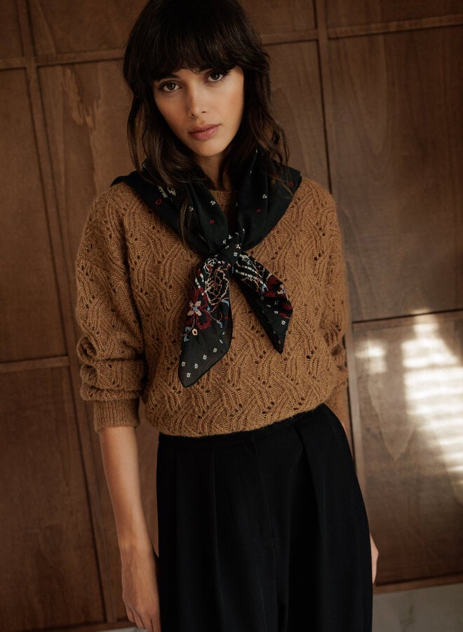 Foulard Indi & Cold anthracite brodé multi