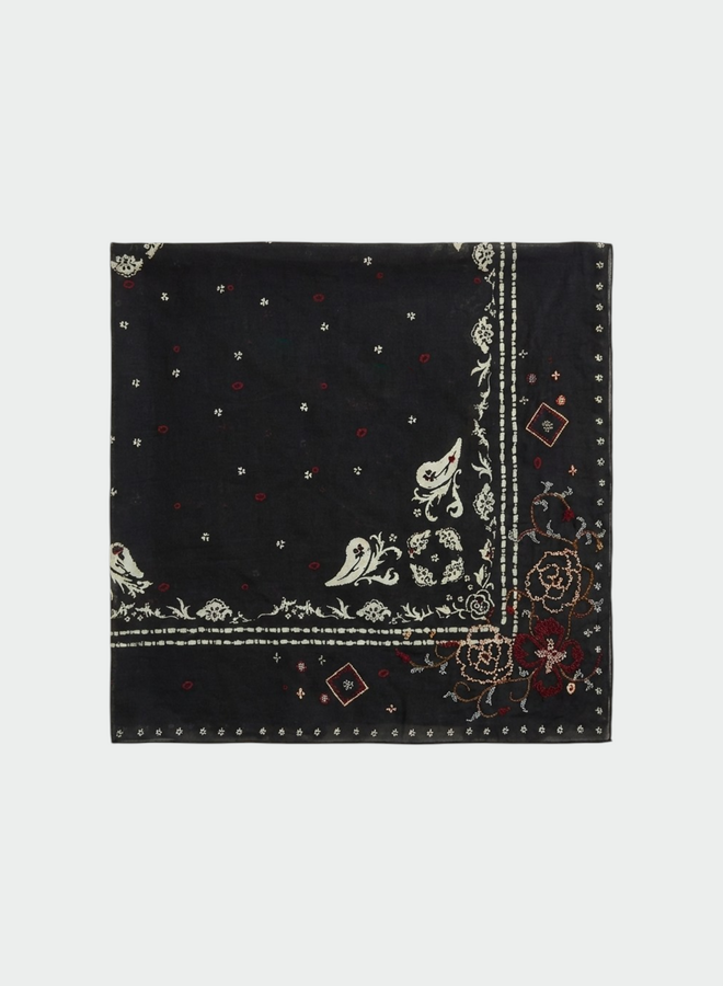Foulard Indi & Cold anthracite brodé multi