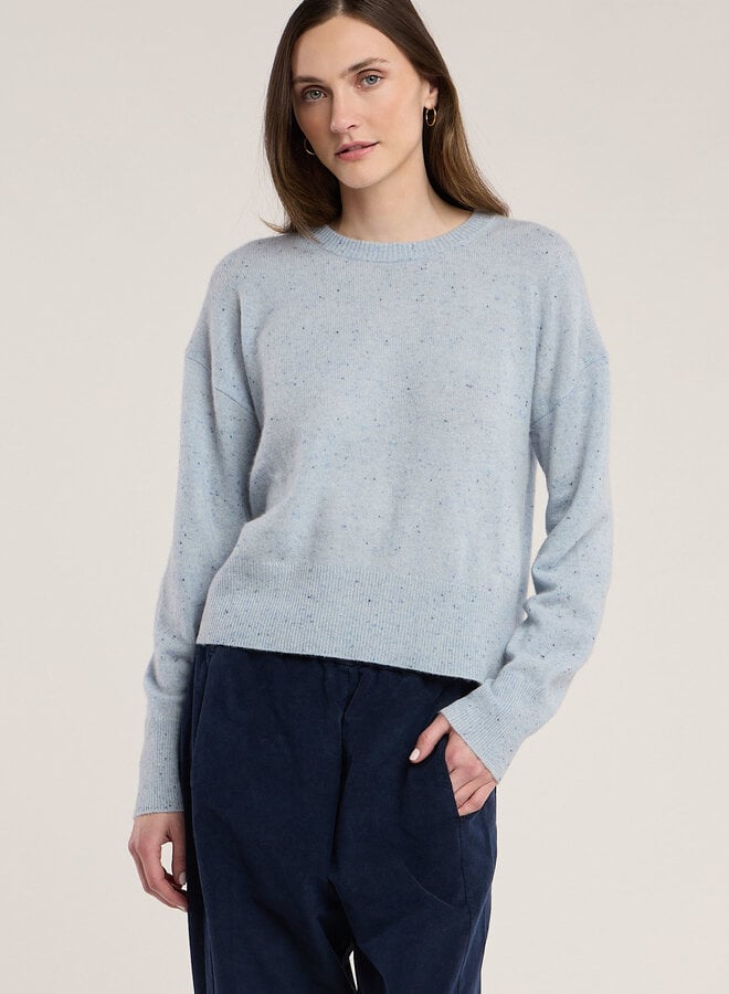 Tricot Velvet Alba en cachemire bleu capri à picots