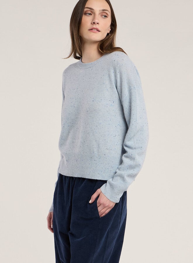 Tricot Velvet Alba en cachemire bleu capri à picots