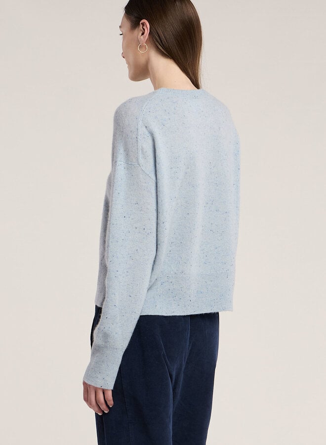 Tricot Velvet Alba en cachemire bleu capri à picots