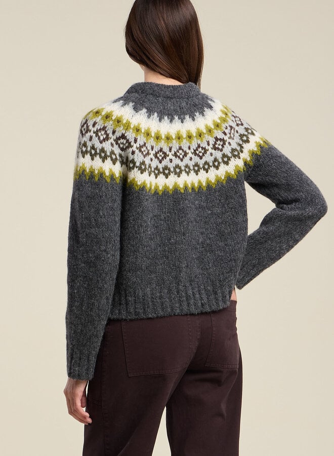 Tricot Velvet Edith norvégien gris & vert chartreuse