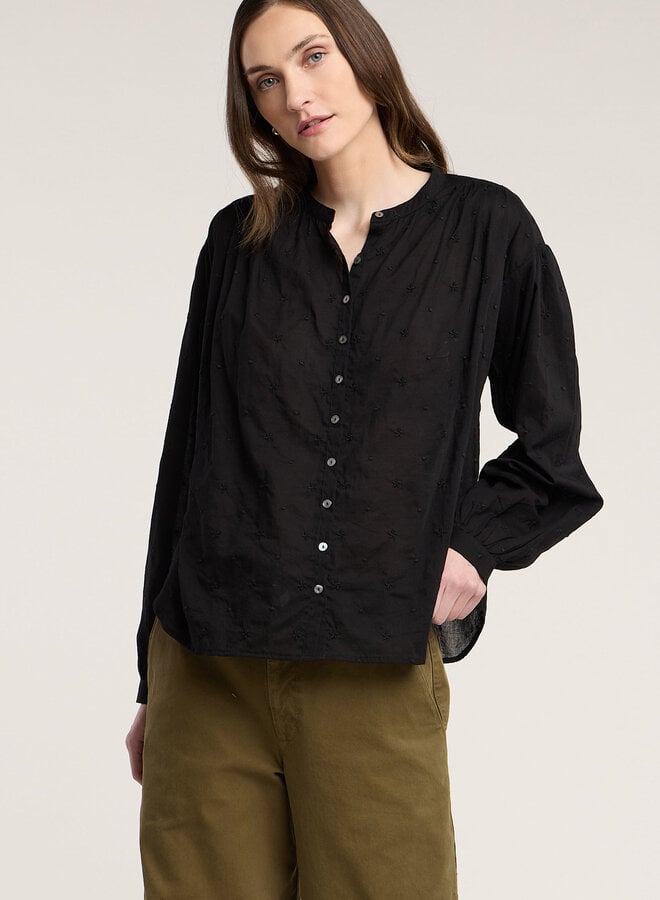 Blouse Velvet Julianne à étoiles brodées noire