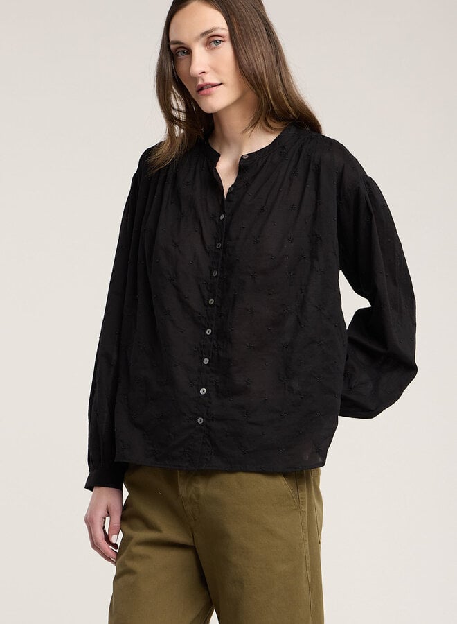 Blouse Velvet Julianne à étoiles brodées noire