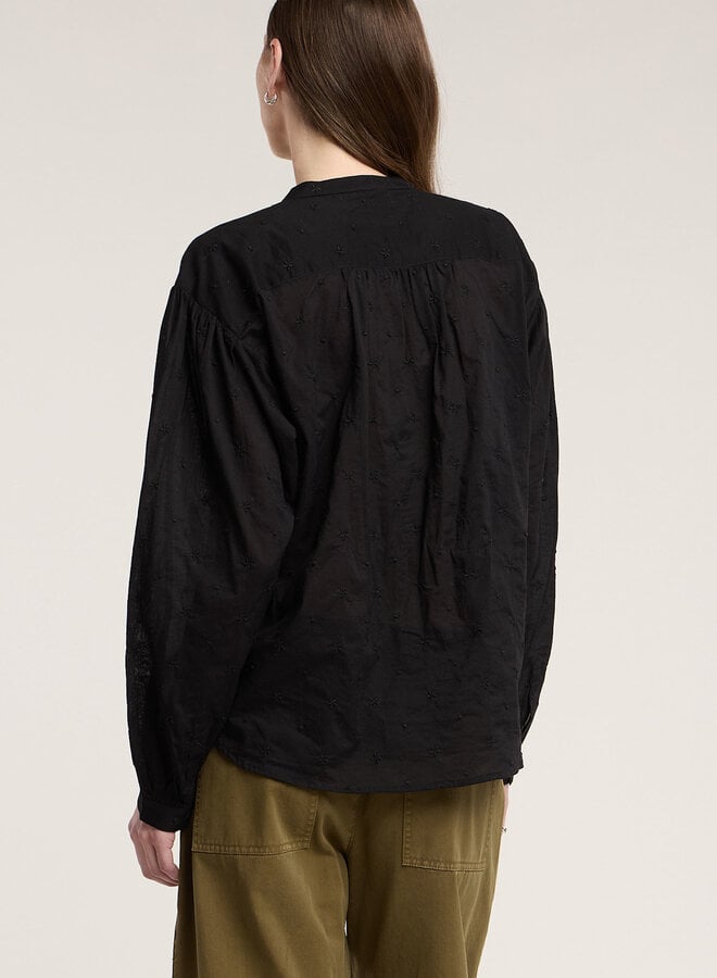 Blouse Velvet Julianne à étoiles brodées noire