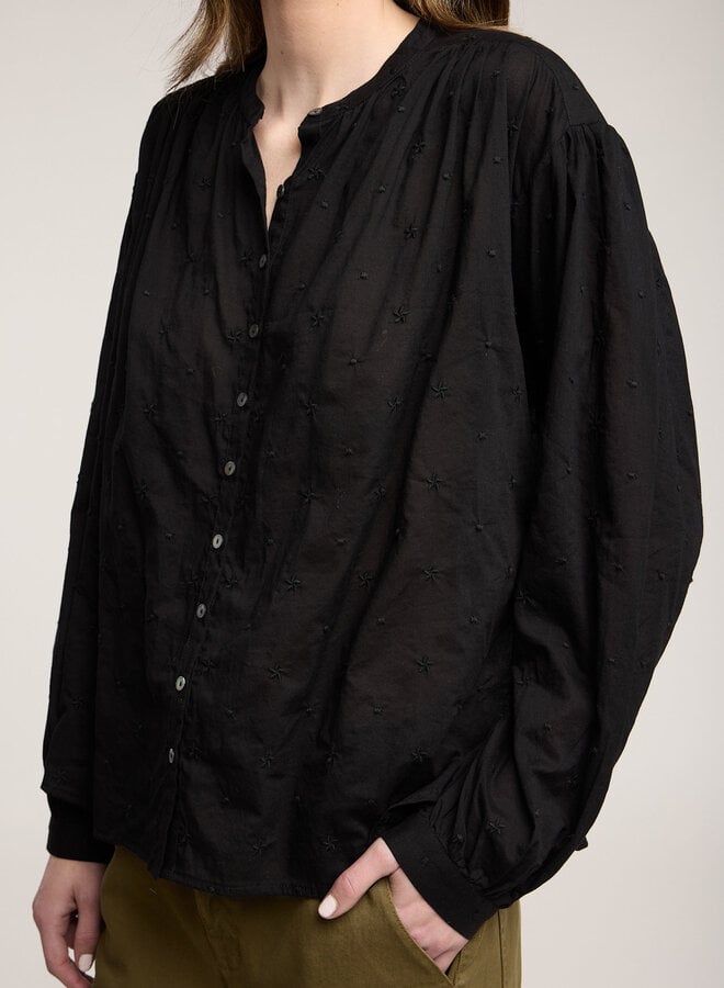 Blouse Velvet Julianne à étoiles brodées noire