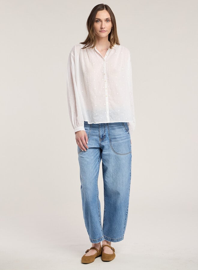 Blouse Velvet Julianne à étoiles brodées blanche