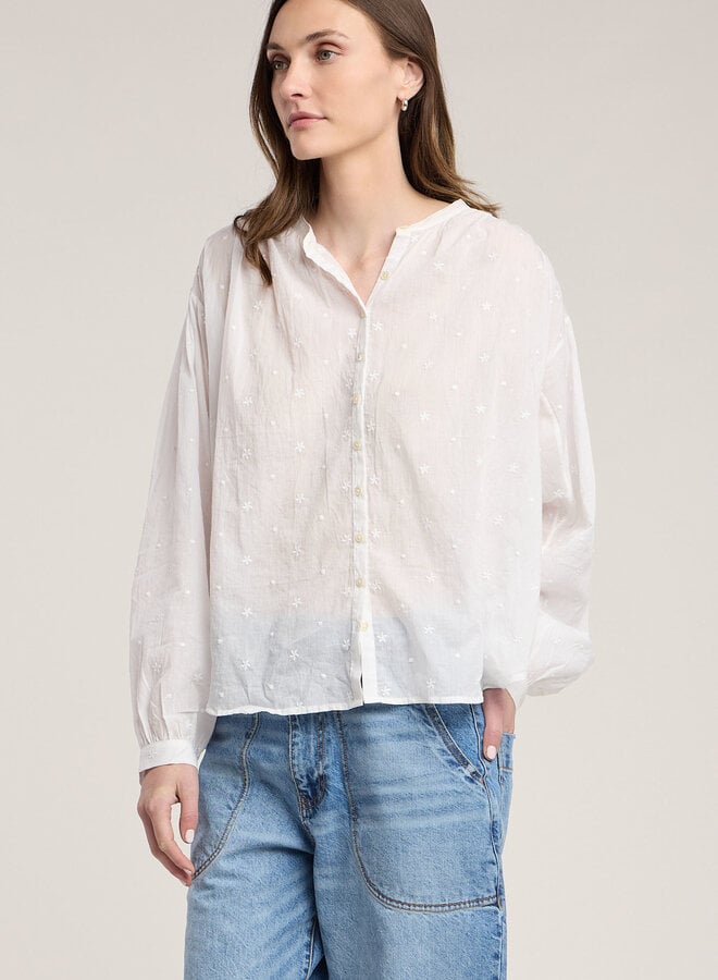 Blouse Velvet Julianne à étoiles brodées blanche