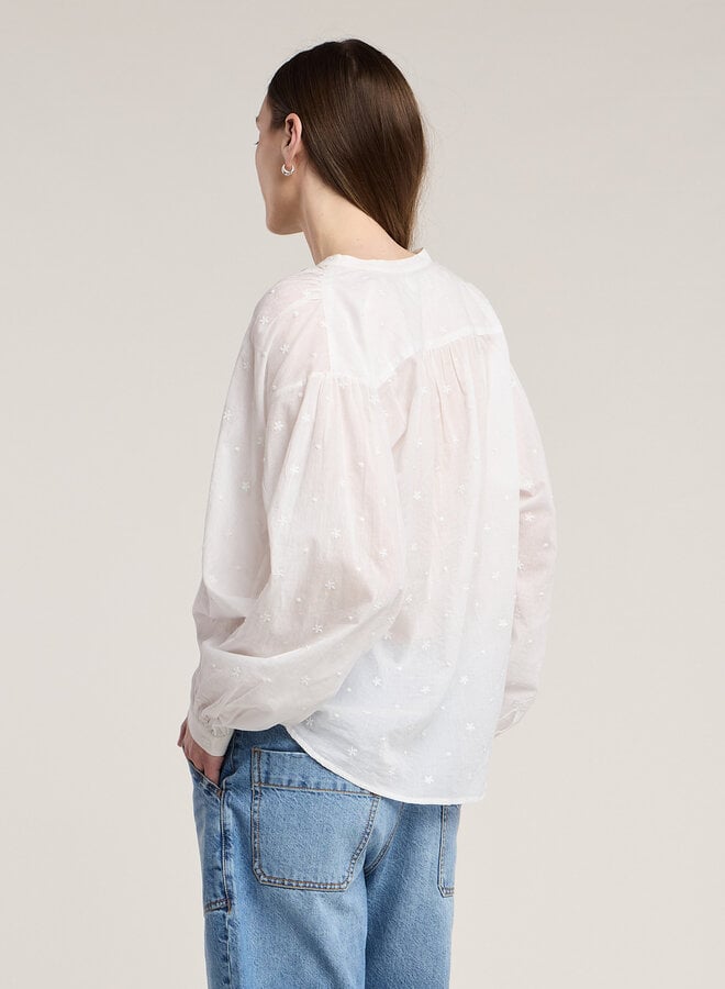 Blouse Velvet Julianne à étoiles brodées blanche