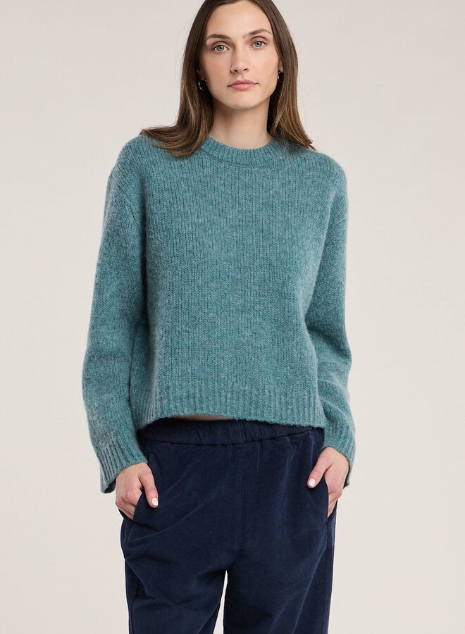 Tricot Velvet June à col rond vert sarcelle