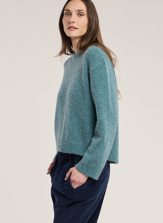 Tricot Velvet June à col rond vert sarcelle