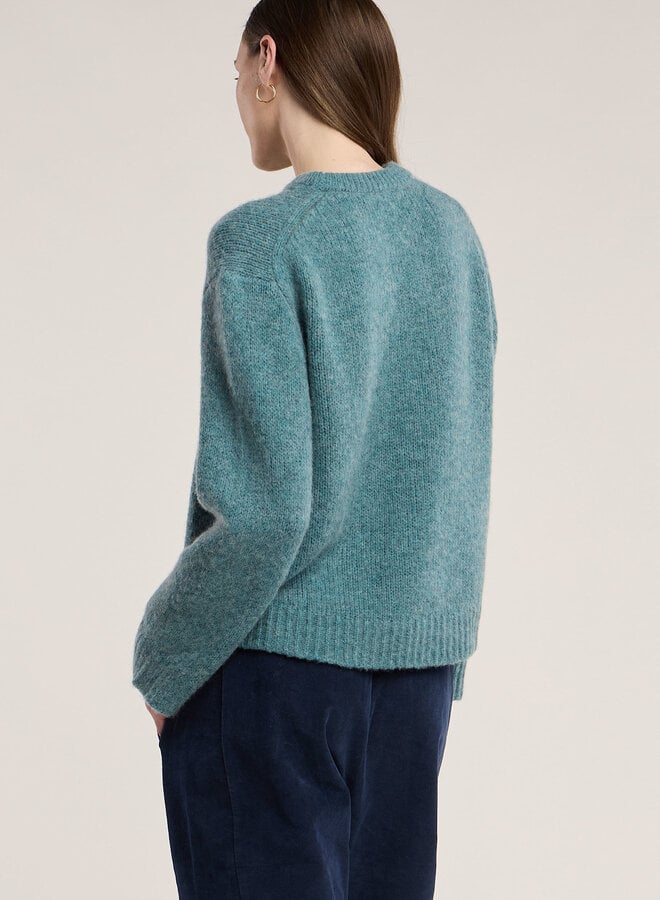 Tricot Velvet June à col rond vert sarcelle