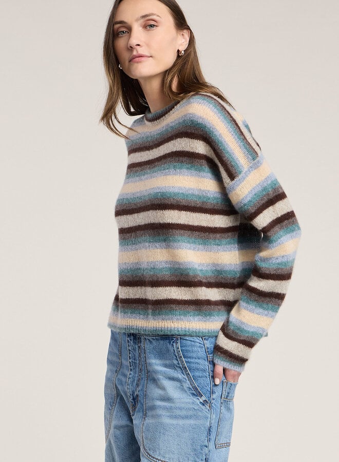 Tricot Velvet Mae rayé vert sarcelle, beige, brun multi