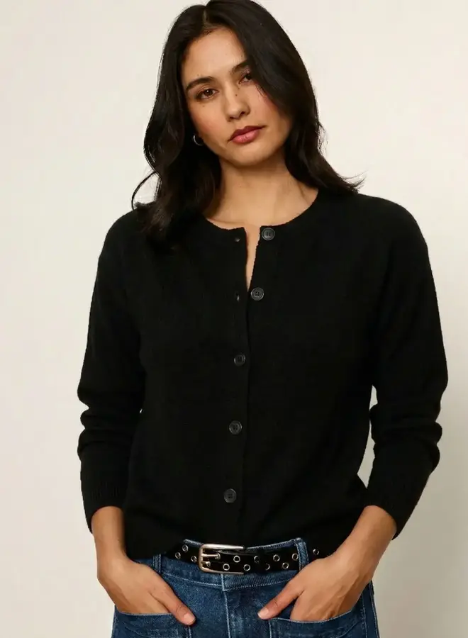 Cardigan Sanctuary Must-Have à col rond boutonné noir