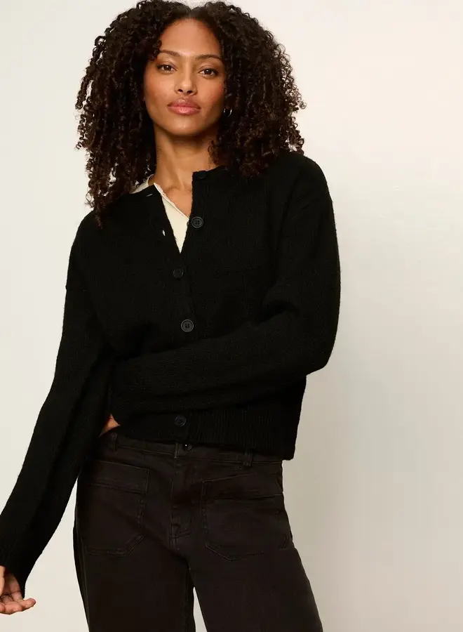 Cardigan Sanctuary Must-Have à col rond boutonné noir