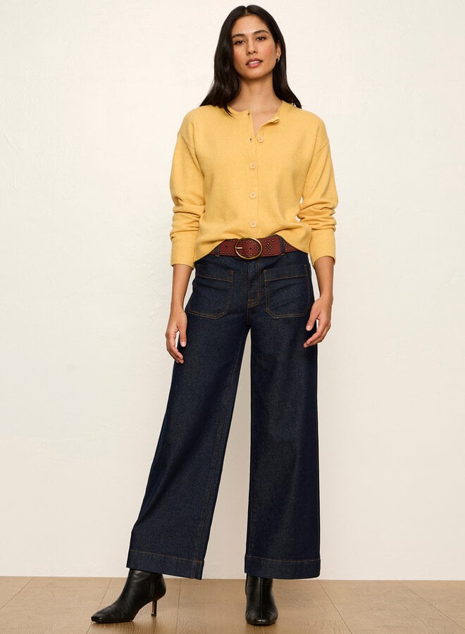 Cardigan Sanctuary Must-Have à col rond boutonné jaune doré