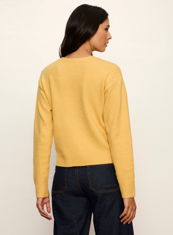 Cardigan Sanctuary Must-Have à col rond boutonné jaune doré