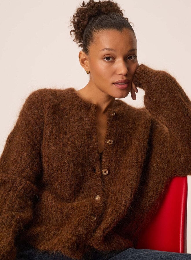 Cardigan Des Petits Hauts Alma moelleux brun cognac chiné