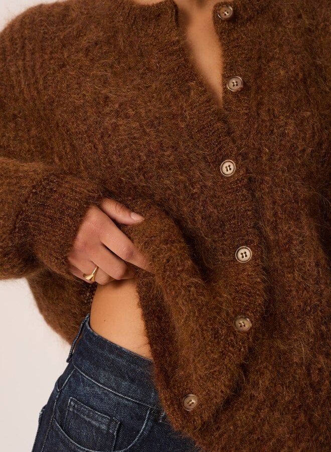 Cardigan Des Petits Hauts Alma moelleux brun cognac chiné