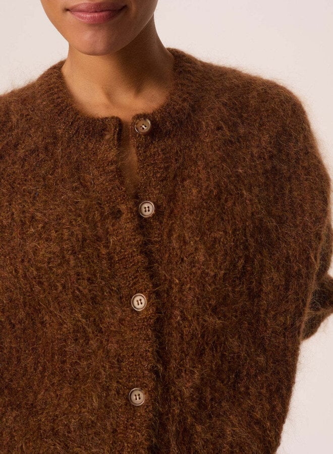 Cardigan Des Petits Hauts Alma moelleux brun cognac chiné