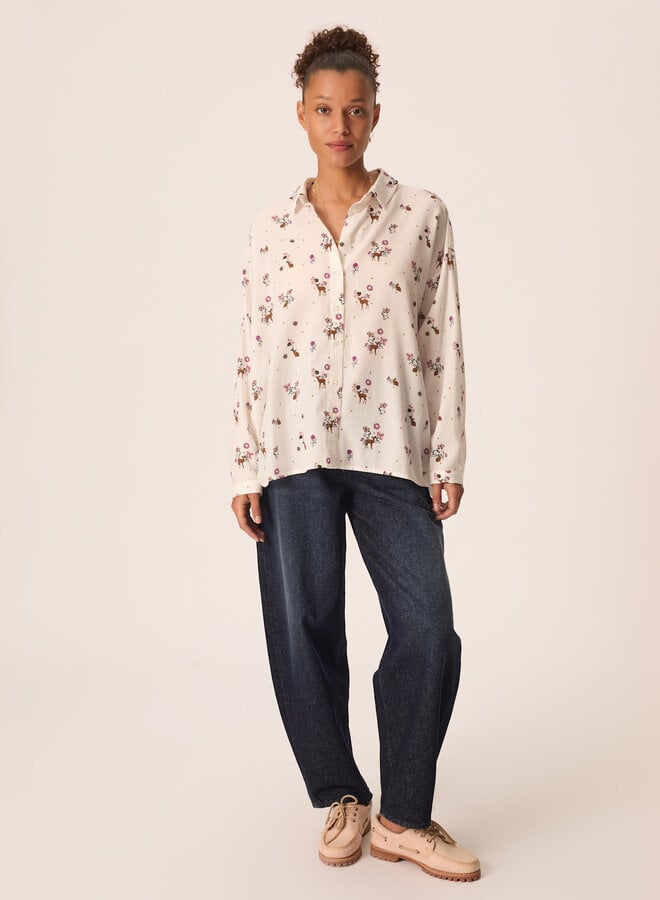 Chemise Des Petits Hauts Sparky à col classique écrue imprimée Fanfan