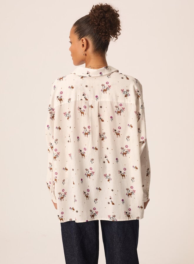 Chemise Des Petits Hauts Sparky à col classique écrue imprimée Fanfan