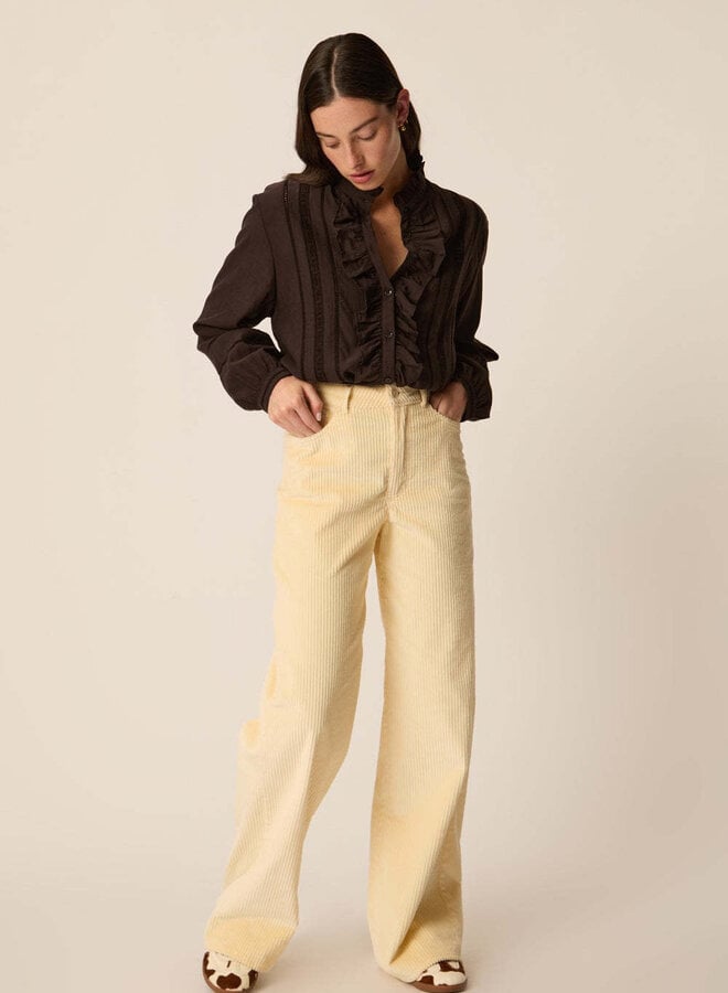 Blouse Des Petits Hauts Ertessa à frisons brun ourson