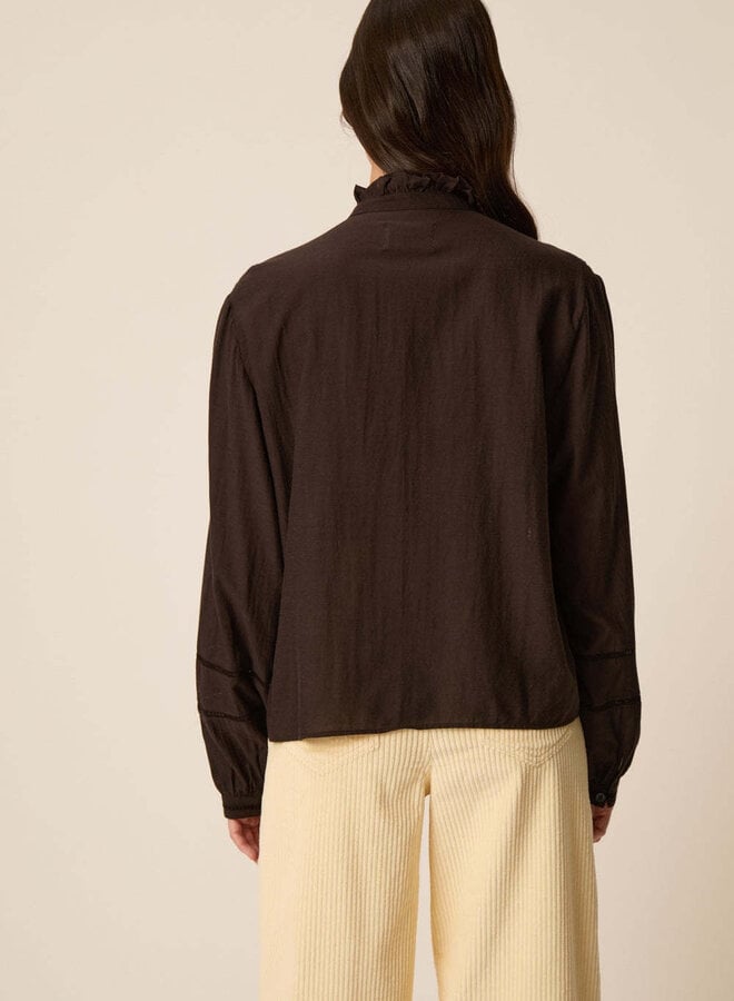 Blouse Des Petits Hauts Ertessa à frisons brun ourson