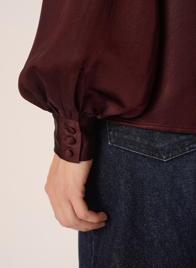 Blouse Des Petits Hauts Satia à collerette satinée prune