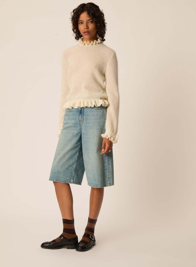Bas Des Petits Hauts Odette rayés brun ourson & chamois avec coeur