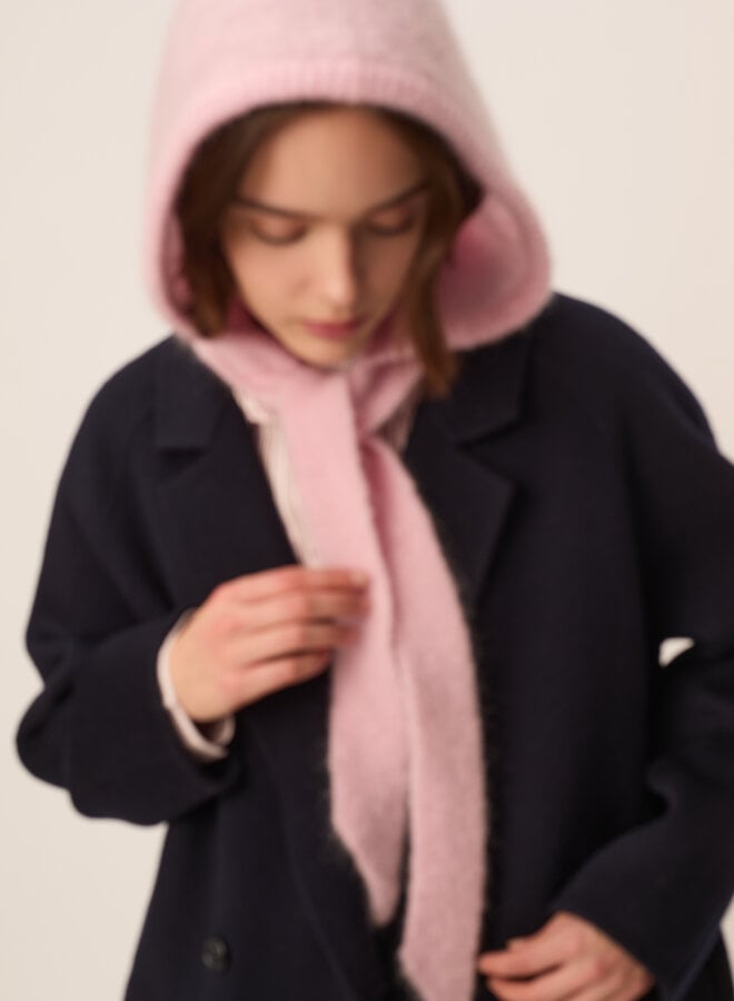 Foulard-capuche Des Petits Hauts Aliou moelleux rose dragée