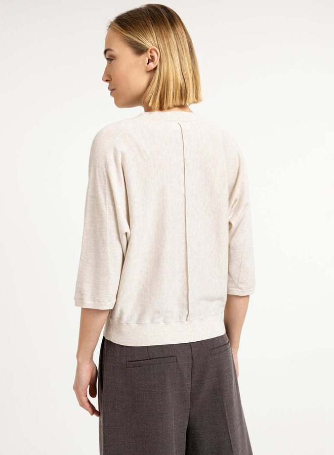 Tricot Yaya à col V & manches 3/4 beige mélange
