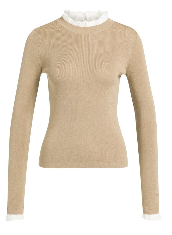 Tricot Yaya beige maïs avec col écru