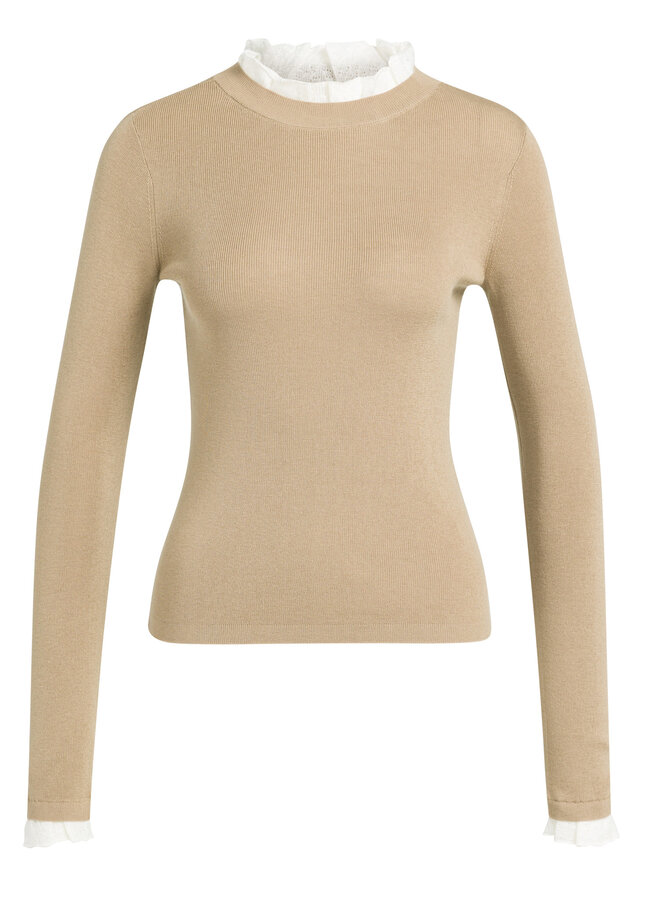 Tricot Yaya beige maïs avec col écru
