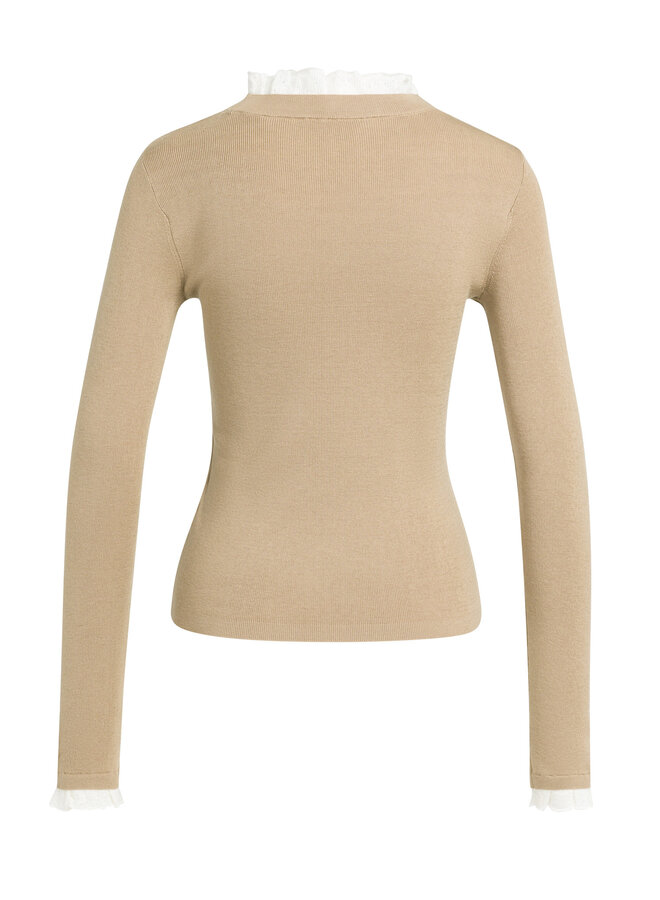 Tricot Yaya beige maïs avec col écru