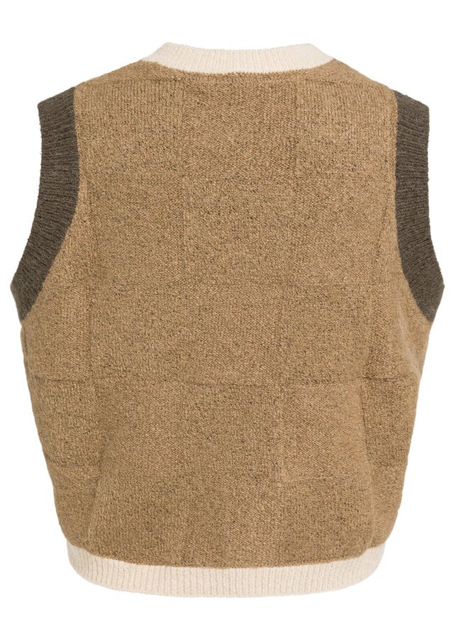 Débardeur Yaya sans manches colorblock brun, brun loutre & beige gruau