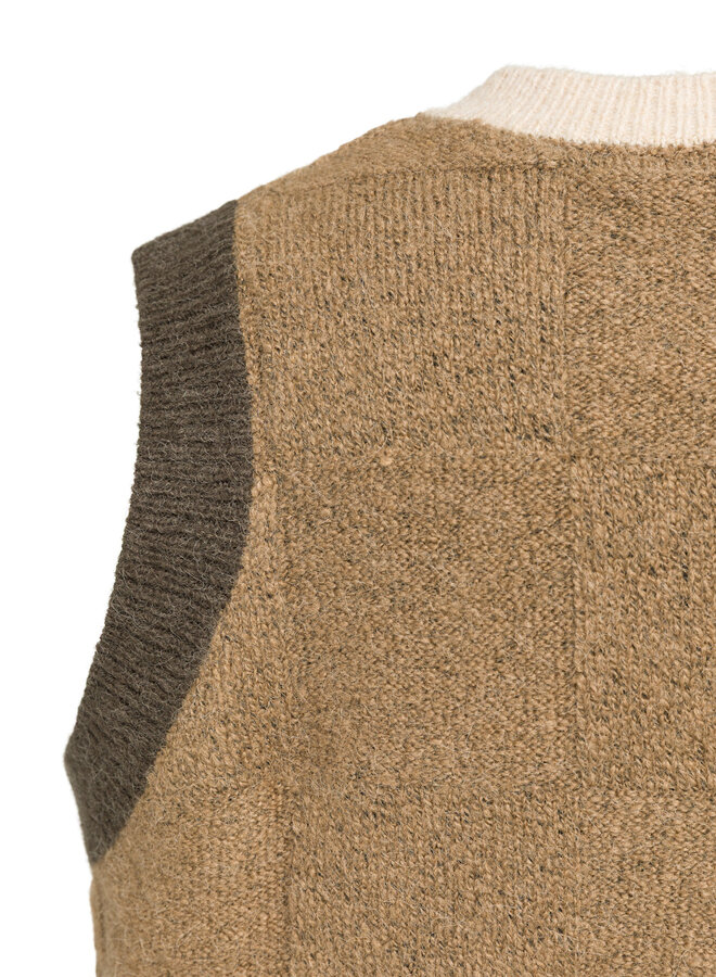 Débardeur Yaya sans manches colorblock brun, brun loutre & beige gruau