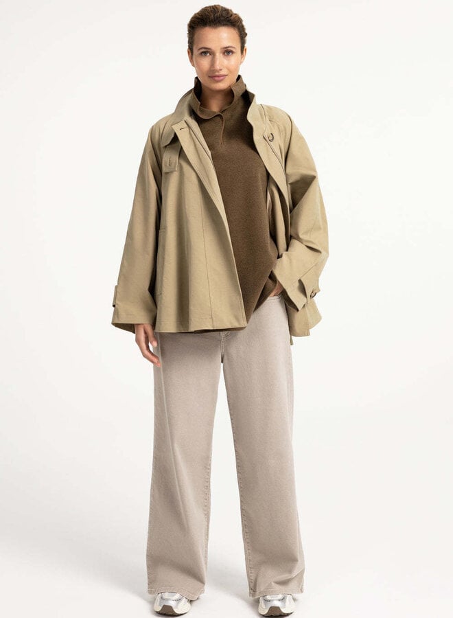 Cardigan Yaya à col classique ajouré brun teak mélange