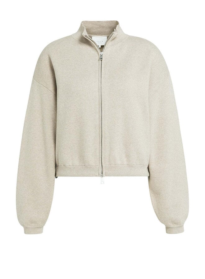 Cardigan Yaya à col montant & zip beige gruau
