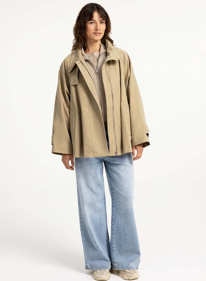 Cardigan Yaya à col montant & zip beige gruau