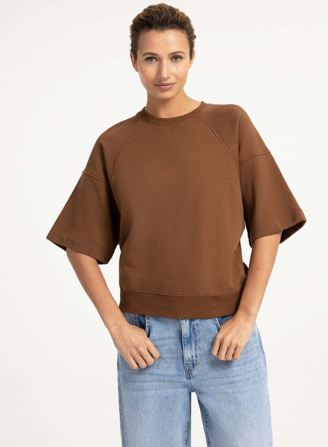 Chandail Yaya molletonné à manches 3/4 brun bison