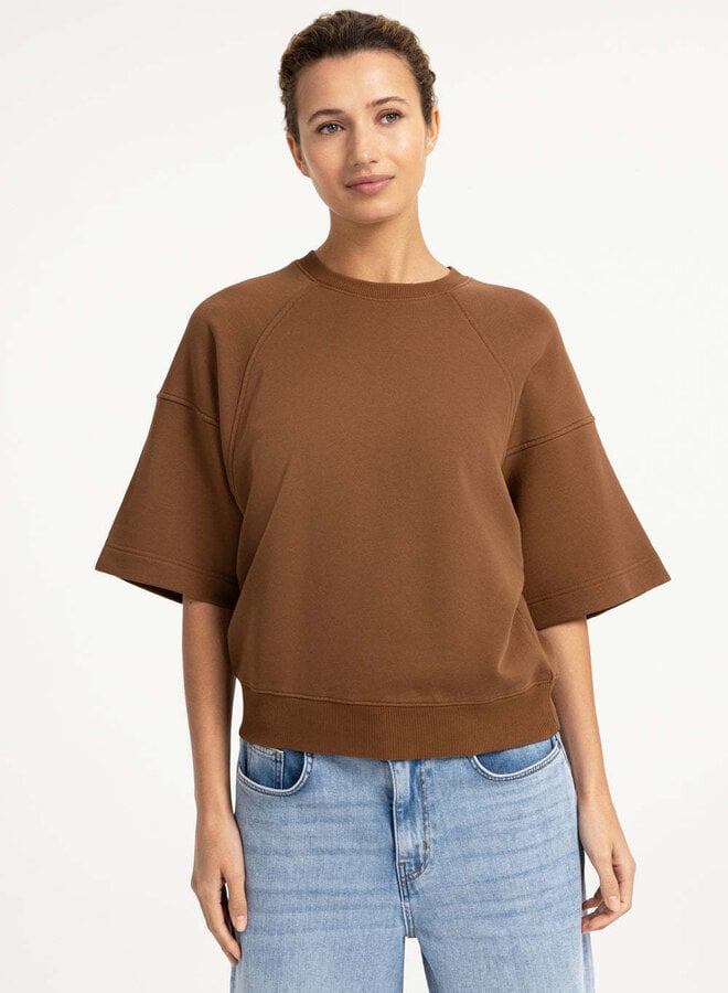 Chandail Yaya molletonné à manches 3/4 brun bison