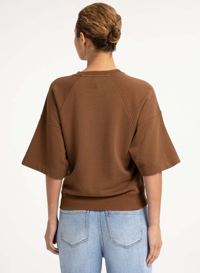 Chandail Yaya molletonné à manches 3/4 brun bison