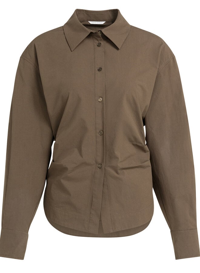 Chemise Yaya à col classique cintrée brune