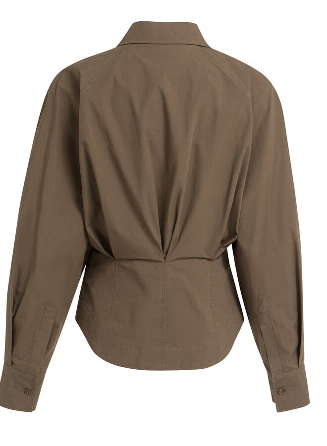 Chemise Yaya à col classique cintrée brune