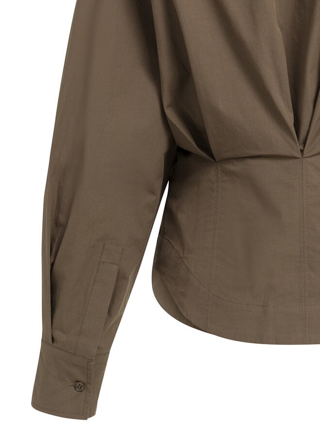 Chemise Yaya à col classique cintrée brune